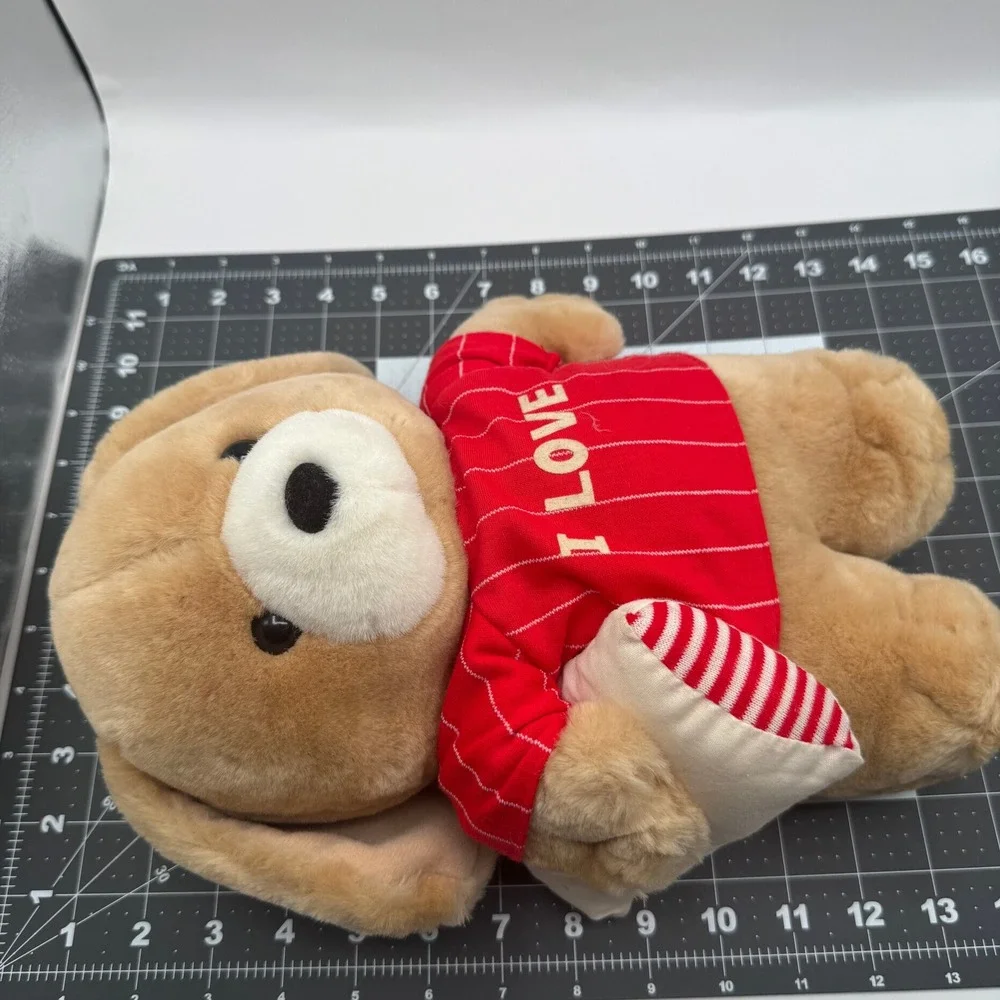 Applause Plush Puppy Sleepover Dog Small Tan Red I Love Heart Vintage‎ 1987 Toy